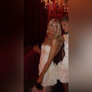 Oh Polly Mariella Ruffled Corset Mini Dress Ivory Size US 2 NWT